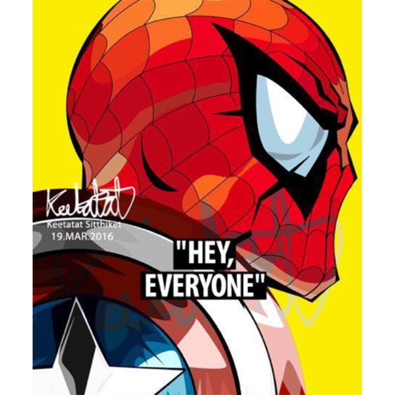 Pop Art Wall Decoration Drawing (SpiderMan Hey Everyone)