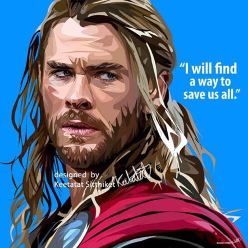 Pop Art Wall Decoration Drawing (Thor – Blue)
