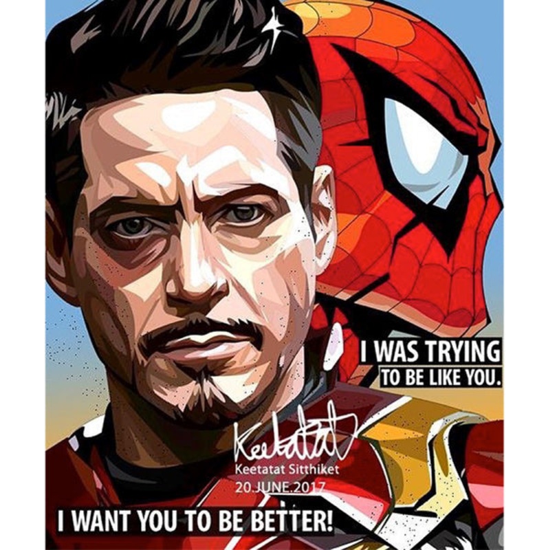 Pop Art Wall Decoration Drawing (Tony Stark & Spiderman – I was trying to be like you) Marvel