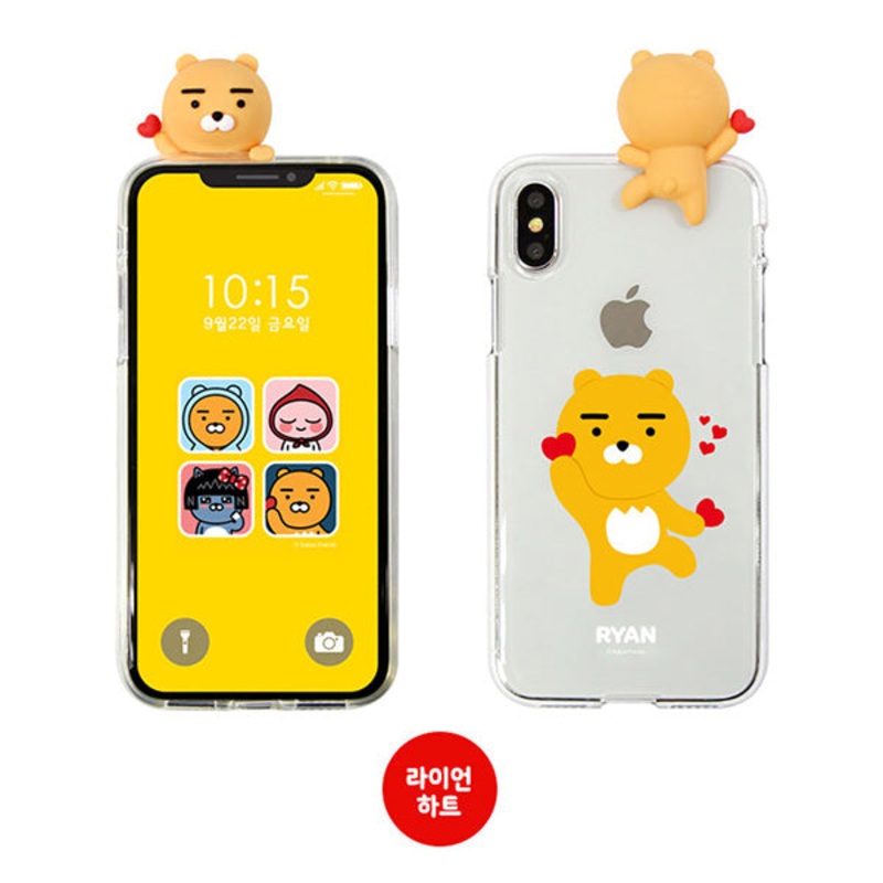 KAKAO Clear Mascot Red Heart Ryan iPhone Case