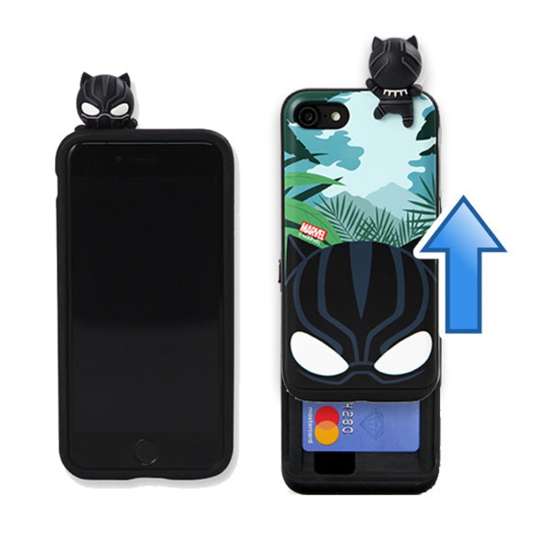 Marvel Black Panther Figure Card Slot Slide Cover Wallet iPhone Case