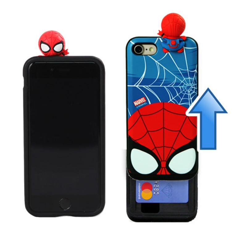 Marvel Spiderman Figure Card Slot Slide Cover Wallet iPhone Case