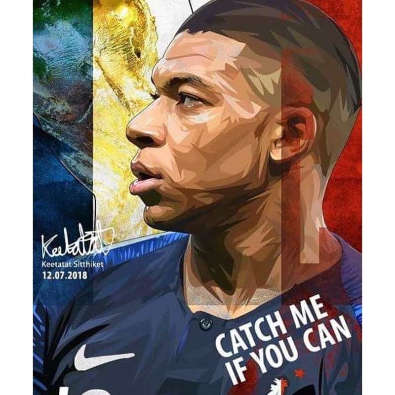Pop Art Poster Wall Decoration Drawing Kylian Mbappe Catch Me