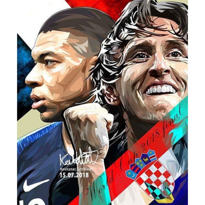Pop Art Poster Wall Decoration Drawing Kylian Mbappe vs Luka Modric