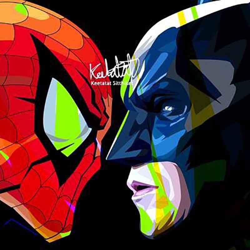 Pop Art Poster Wall Decoration Drawing Spiderman Vs Batman Marvel DC