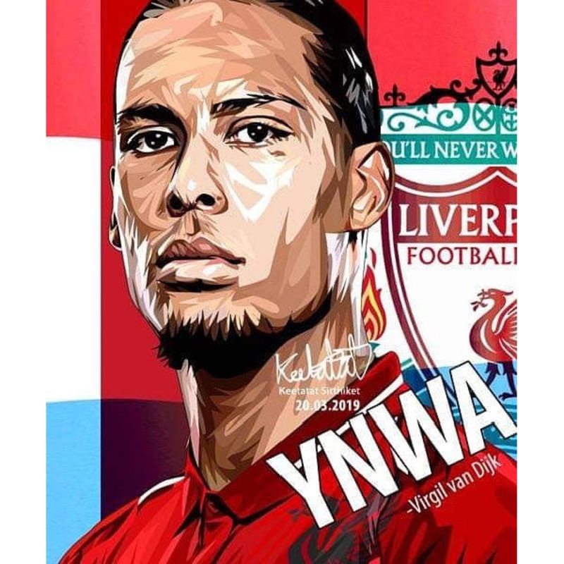 Pop Art Poster Wall Decoration Drawing Virgil Van Dijk Liverpool