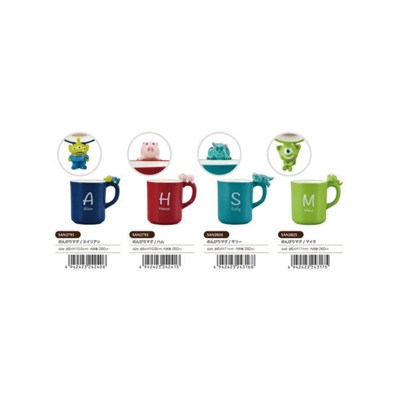 Disney Toy Story & Monster Inc Mug – Alien / Ham/ Sulley/ Mike