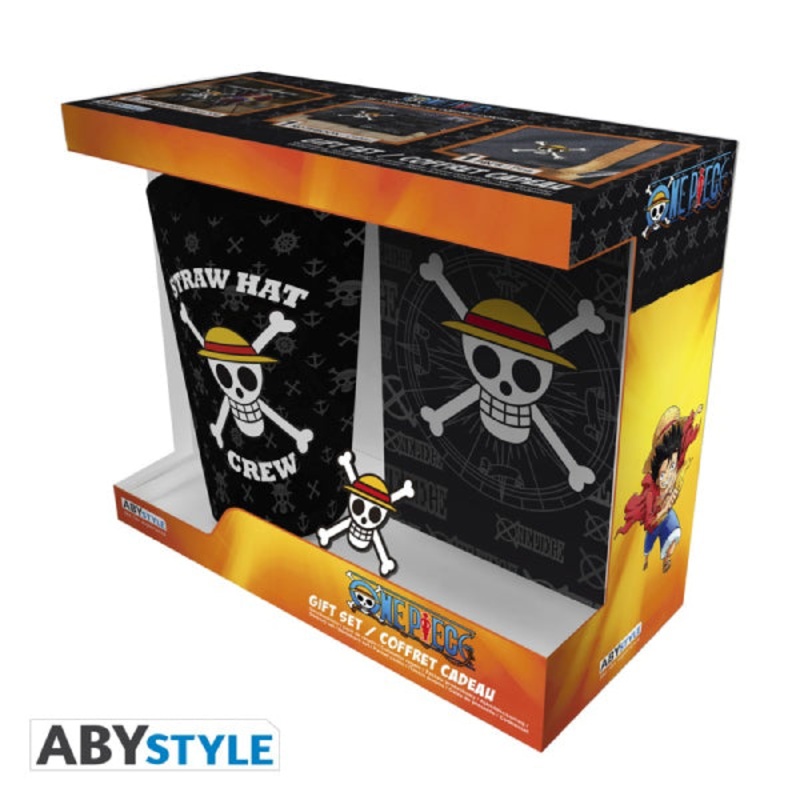 ONE PIECE – Gift Set – Skull – Large Glass (ABYVER167) + Pin (ABYPIN013) + A6 Pocket Notebook
