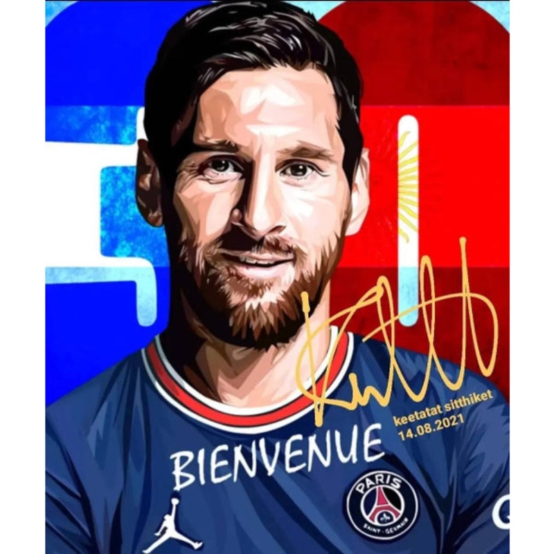 Pop Art Wall Decoration Drawing (Lionel Messi – Bienvenue welcome)