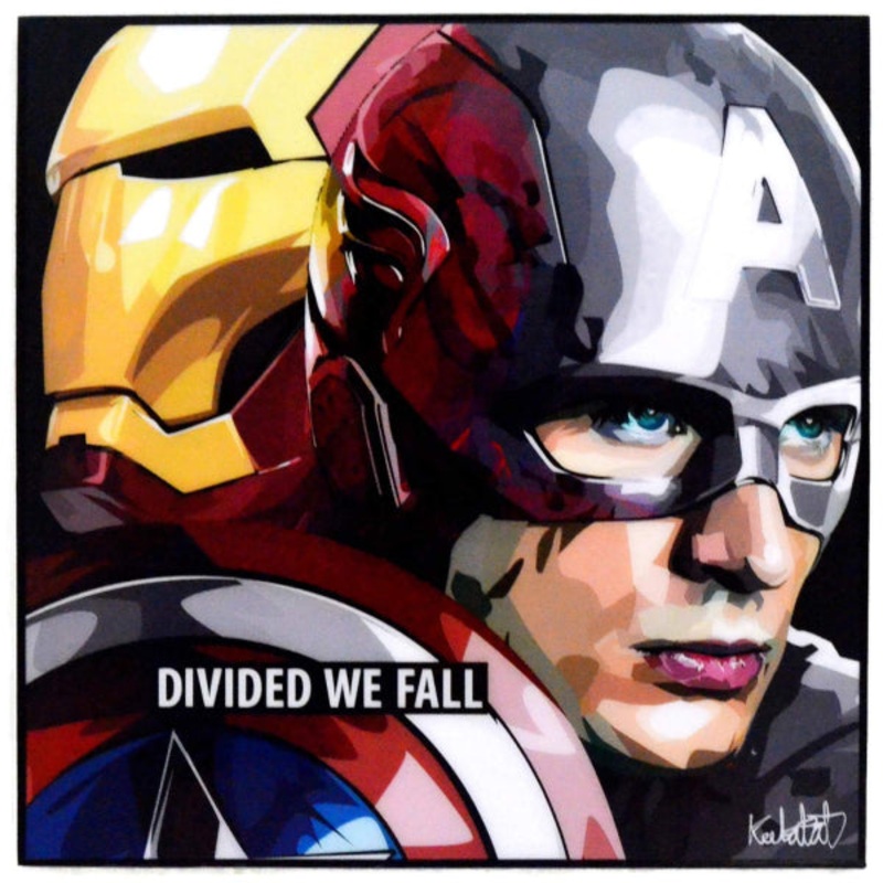 Pop Art Wall Decoration Drawing (Ironman and Captain America Divided We Fall)    Marvel