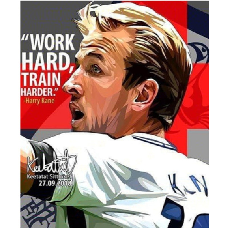 Pop Art Wall Decoration Drawing  (Harry Kane Work hard, Train harder)