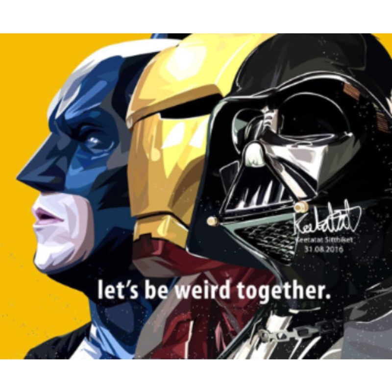 Pop Art Wall Decoration Drawing (Batman&Ironmam&Darthvader Let’s Be Weird)     DC Marvel Star Wars