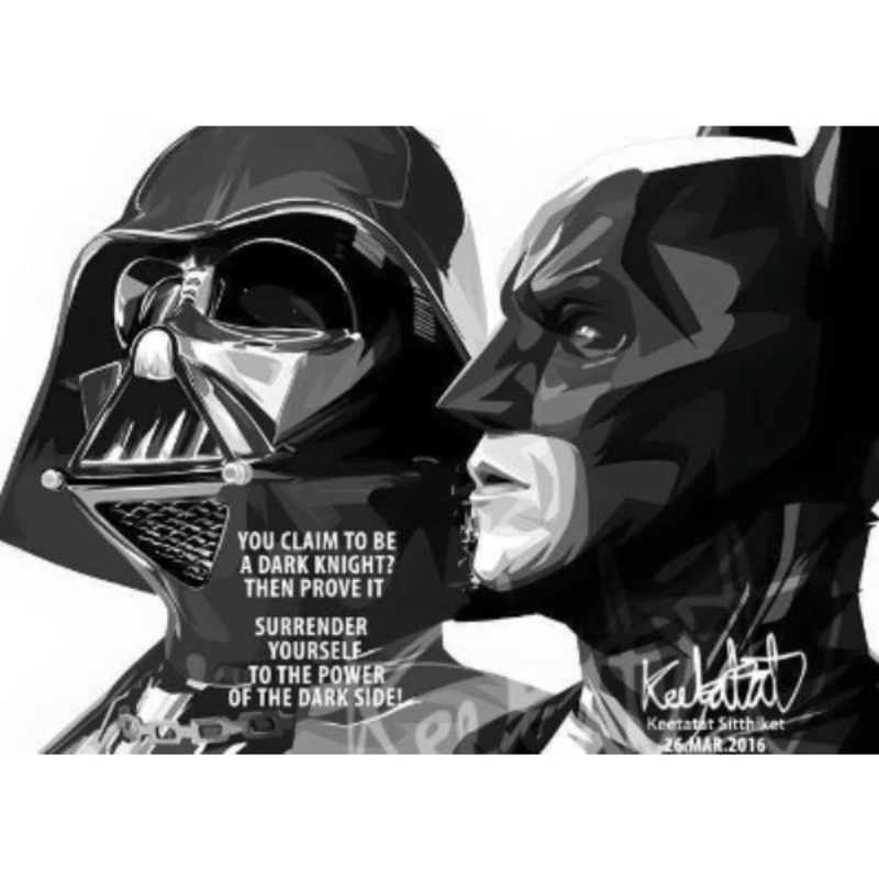 Pop Art Wall Decoration Drawing (Darth Vader VS Batman)    Star Wars DC