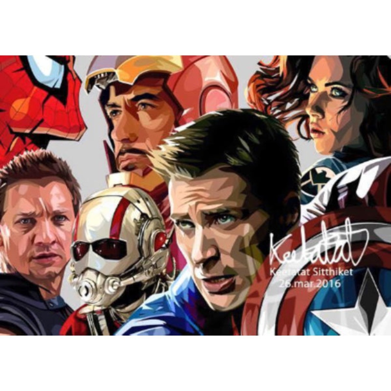 Pop Art Wall Decoration Drawing (Heroes Set 2pcs: Civil War 2pcs)        Marvel