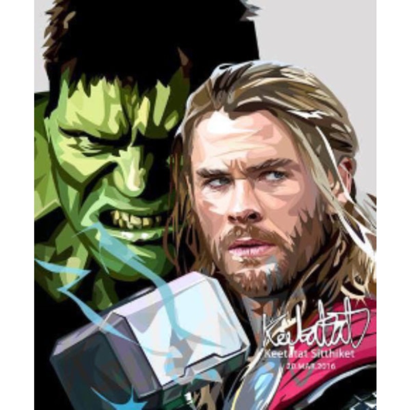 Pop Art Wall Decoration Drawing (Hulk VS Thor)    Marvel