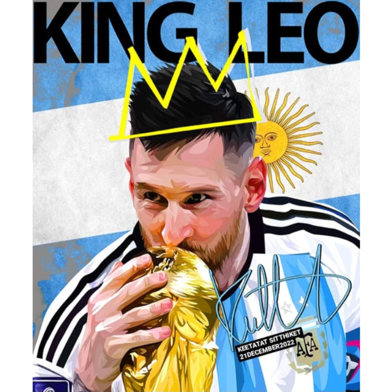 Pop Art Wall Decoration Drawing (Lionel Messi – King Leo)