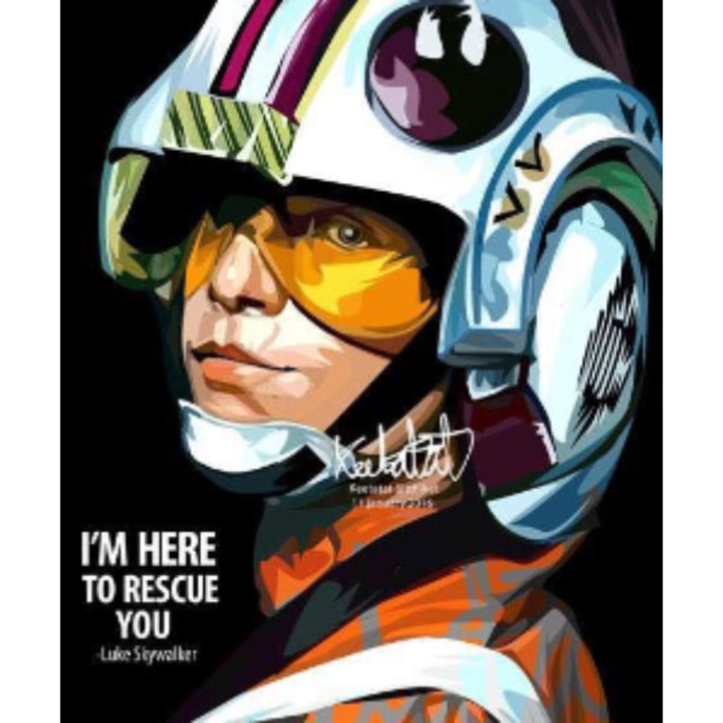 Pop Art Wall Decoration Drawing (Luke Skywalker I’m Here To Rescue You)