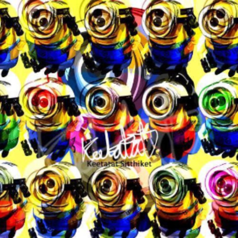 Pop Art Wall Decoration Drawing (Minions Colorful)