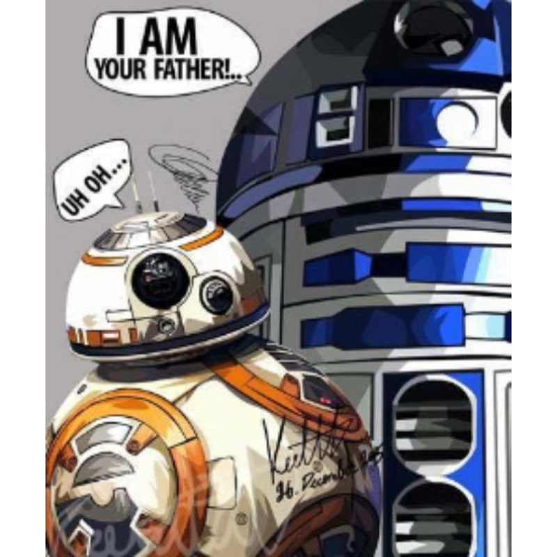 Pop Art Wall Decoration Drawing (Star Wars BB8 VS R2D2)