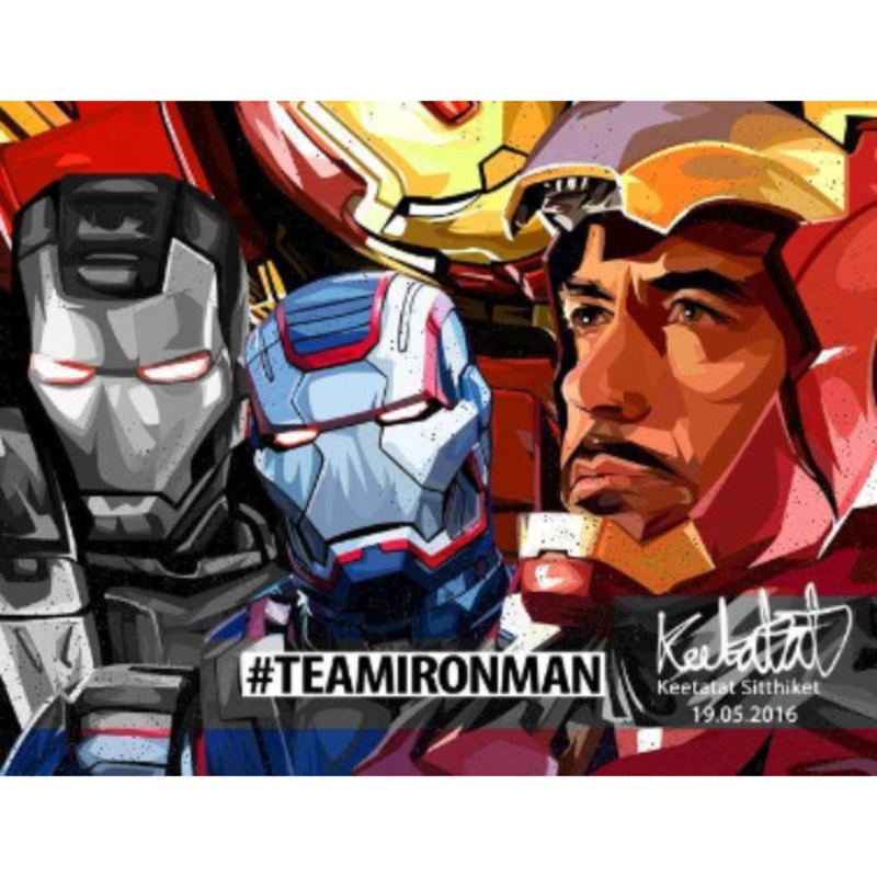 Pop Art Wall Decoration Drawing (# Team Iron Man 2pcs)   Marvel
