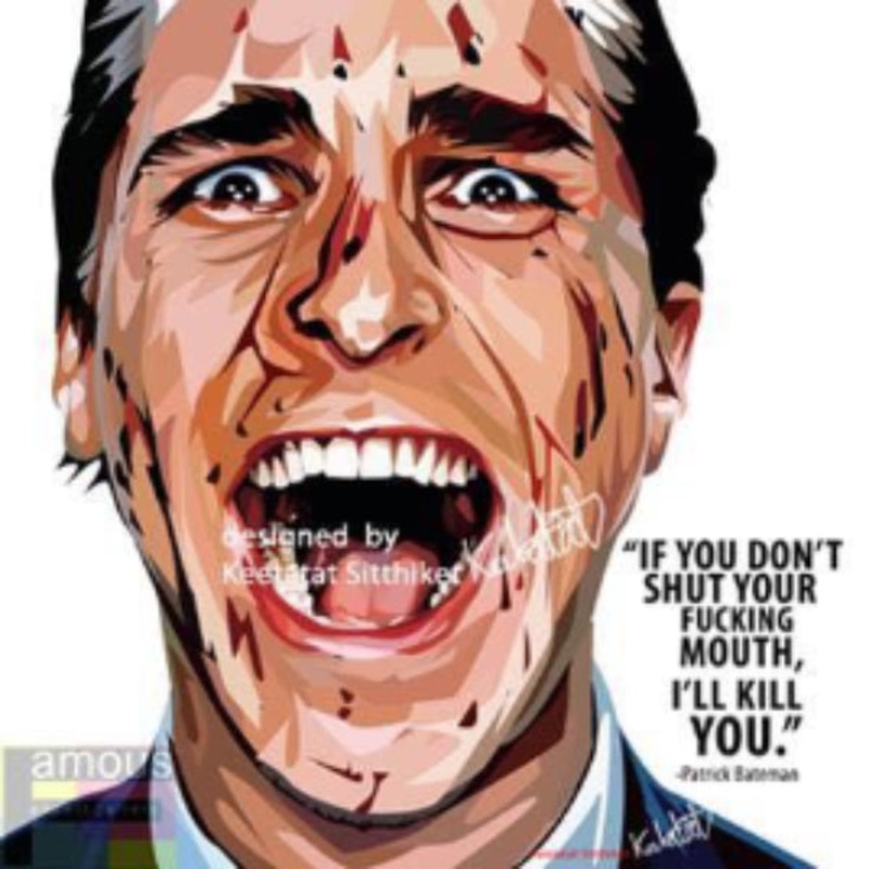 Pop Art Wall Decoration Drawing (Patrick Bateman)  American Psycho