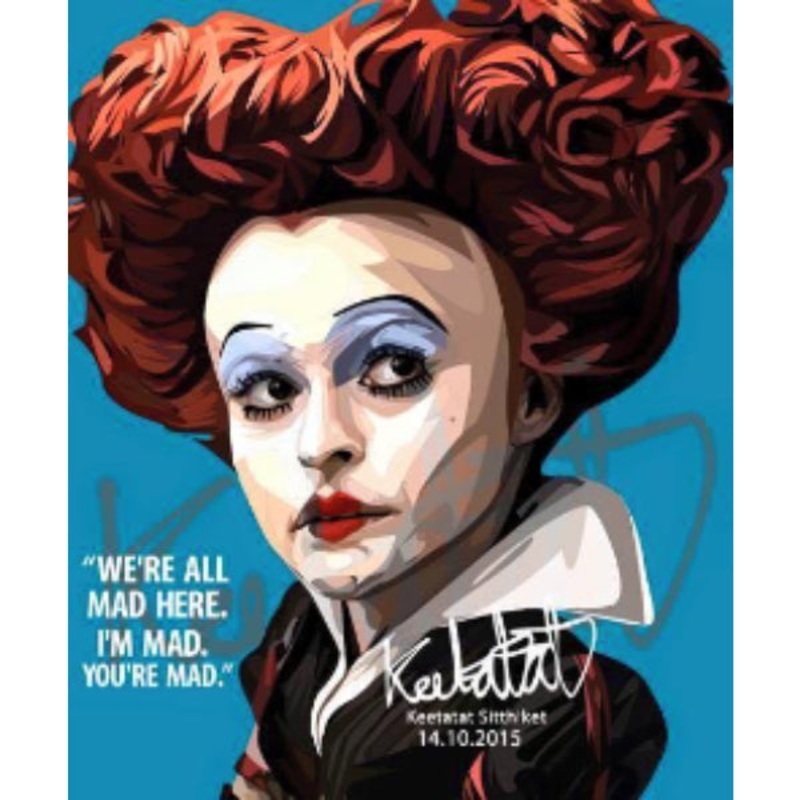 Pop Art Wall Decoration Drawing (Red Queen)  Alice in Wonderland
