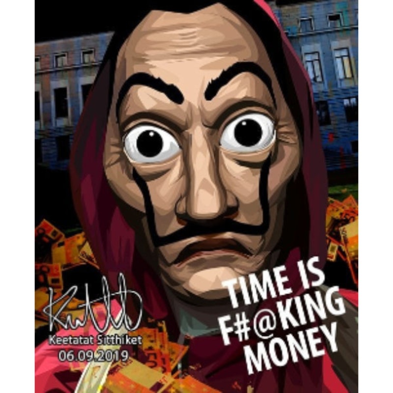 Pop Art Wall Decoration Drawing (Time is F#@king money) Money Heist