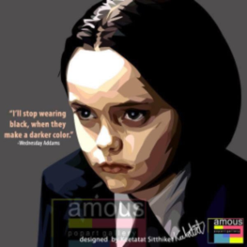 Pop Art Wall Decoration Drawing (Wednesday Addams)