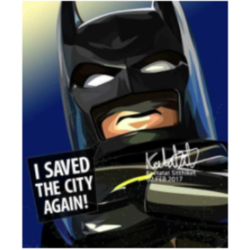 Pop Art Wall Decoration Drawing (Batman – I Saved The City Again)