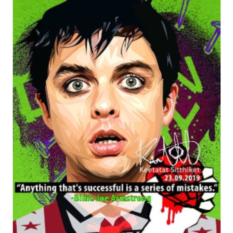 Pop Art Wall Decoration Drawing (Billie Joe Armstrong – Anything that’s successful is a series of mistakes)