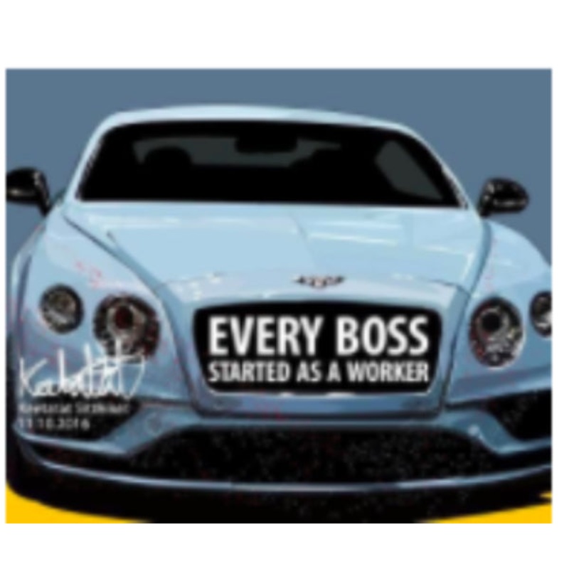 Pop Art Wall Decoration Drawing (Car Bentley Continental GT – Every Boss Started As A Worker)