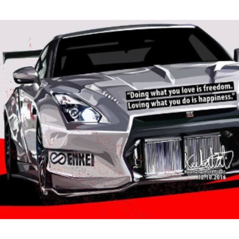Pop Art Wall Decoration Drawing (Car – GTR White) (Enkei)