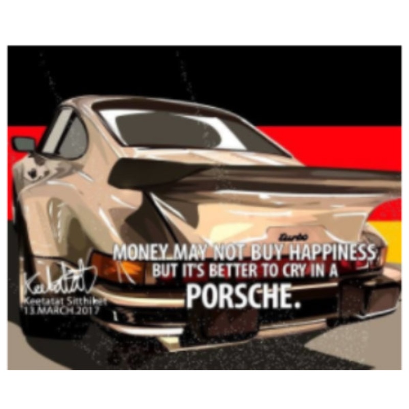 Pop Art Wall Decoration Drawing (Car Porsche – Money May Not Buy Happiness)