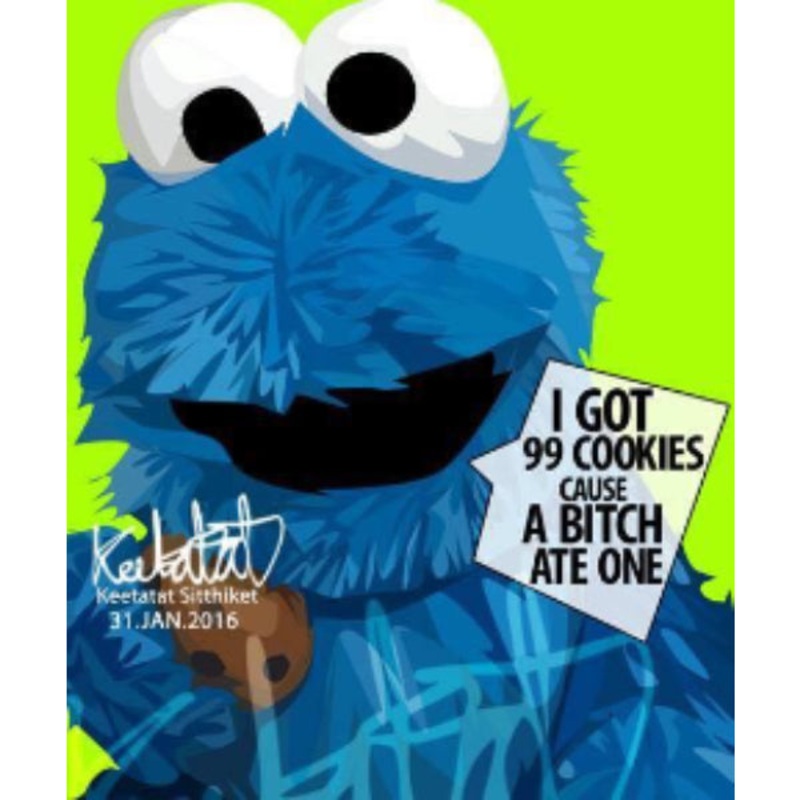 Pop Art Wall Decoration Drawing (Cookie Monster)