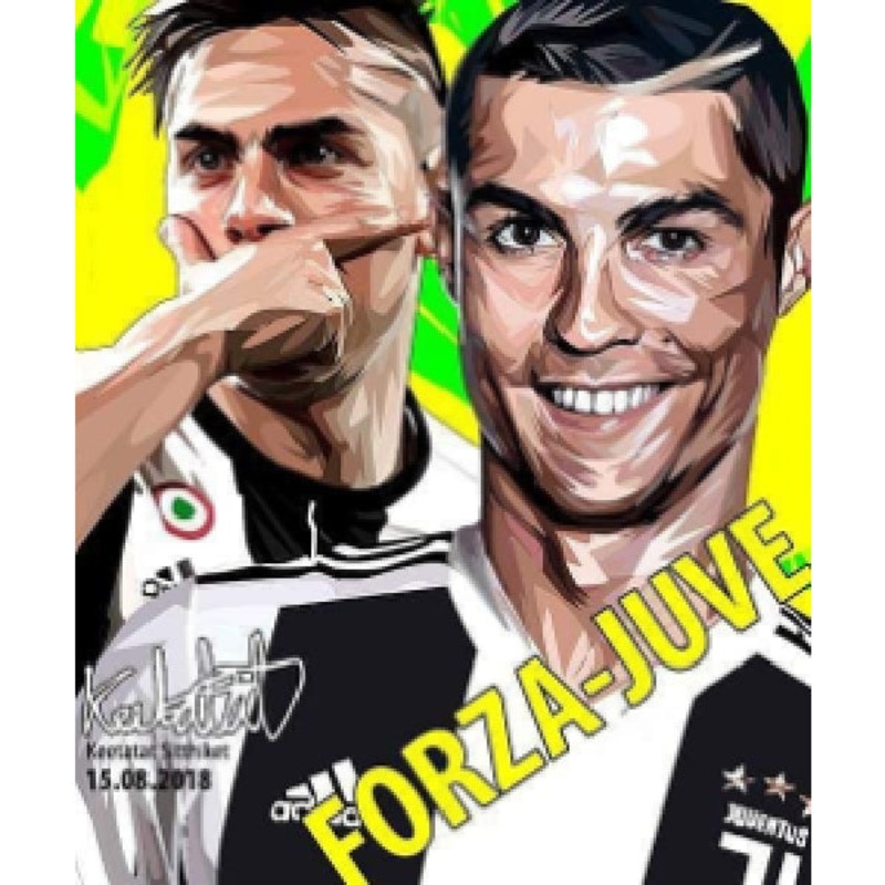 Pop Art Wall Decoration Drawing (Cristiano Ronaldo & DybalaForza-Juve)  C