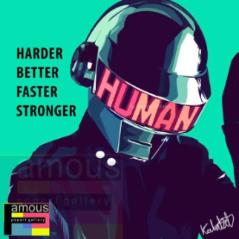 Pop Art Wall Decoration Drawing (Daft Punk green)