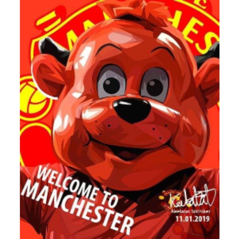 Pop Art Wall Decoration Drawing (Fred The Red – Welcome to Manchester)