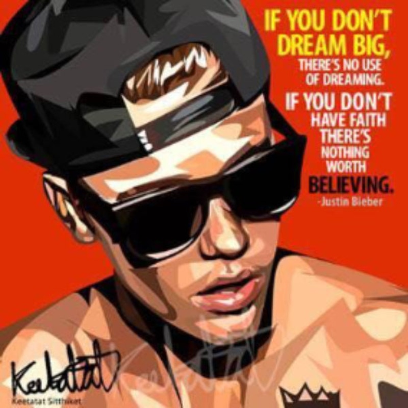 Pop Art Wall Decoration Drawing (Justin Bieber If You Don’t Dream Big)