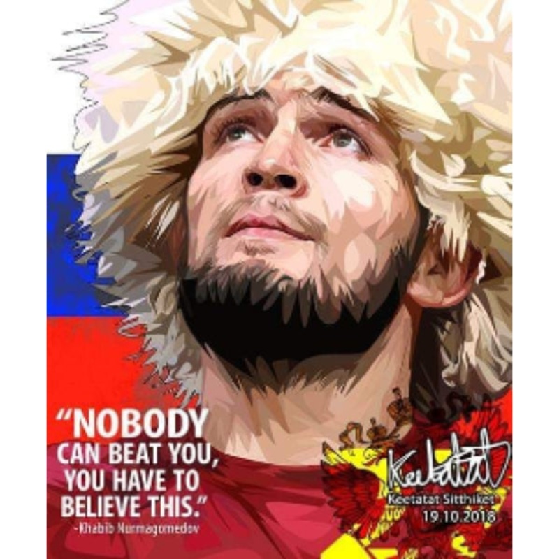 Pop Art Wall Decoration Drawing (Khabib Nurmagomedov – Nobdy can beat you)