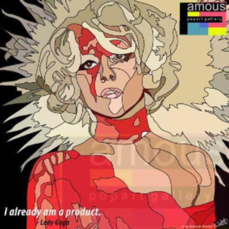 Pop Art Wall Decoration Drawing (Lady Gaga – Red)