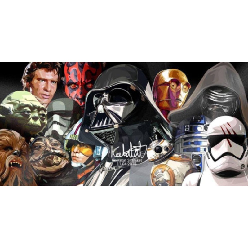 Pop Art Wall Decoration Drawing (Star Wars Kylo, Troopers, BB8, Han Solo 2pcs)