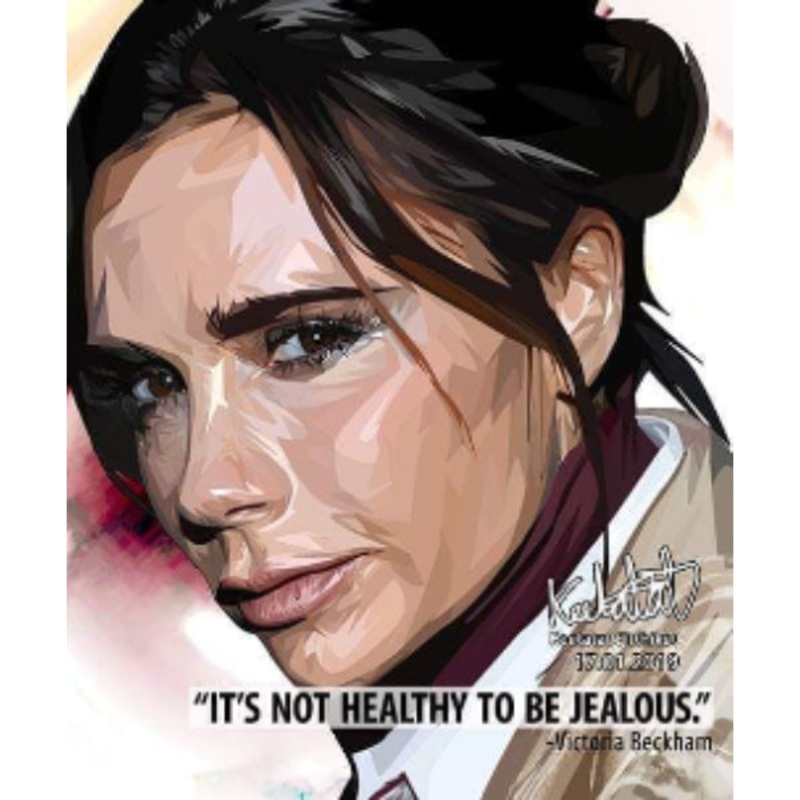 Pop Art Wall Decoration Drawing (Victoria Beckham – It’s not healthy to be jealous)
