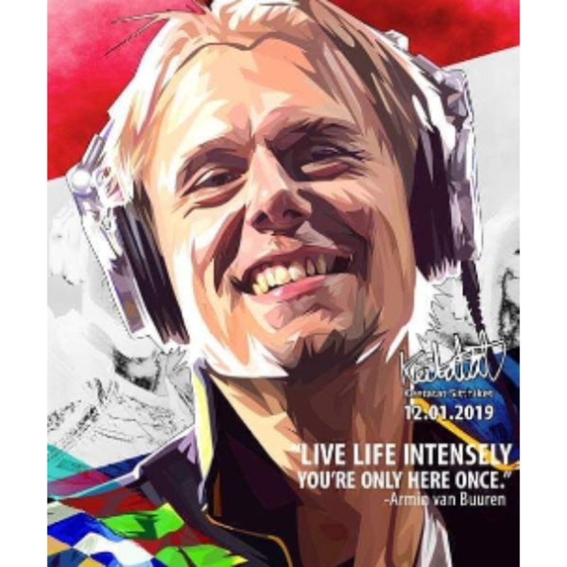 Pop Art Wall Decoration Drawing (Armin van Buuren – Live life intensely you’re only here once)