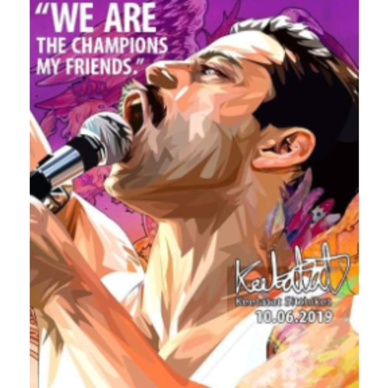 Pop Art Wall Decoration Drawing (Freddie Mercury – We are the Champions)
