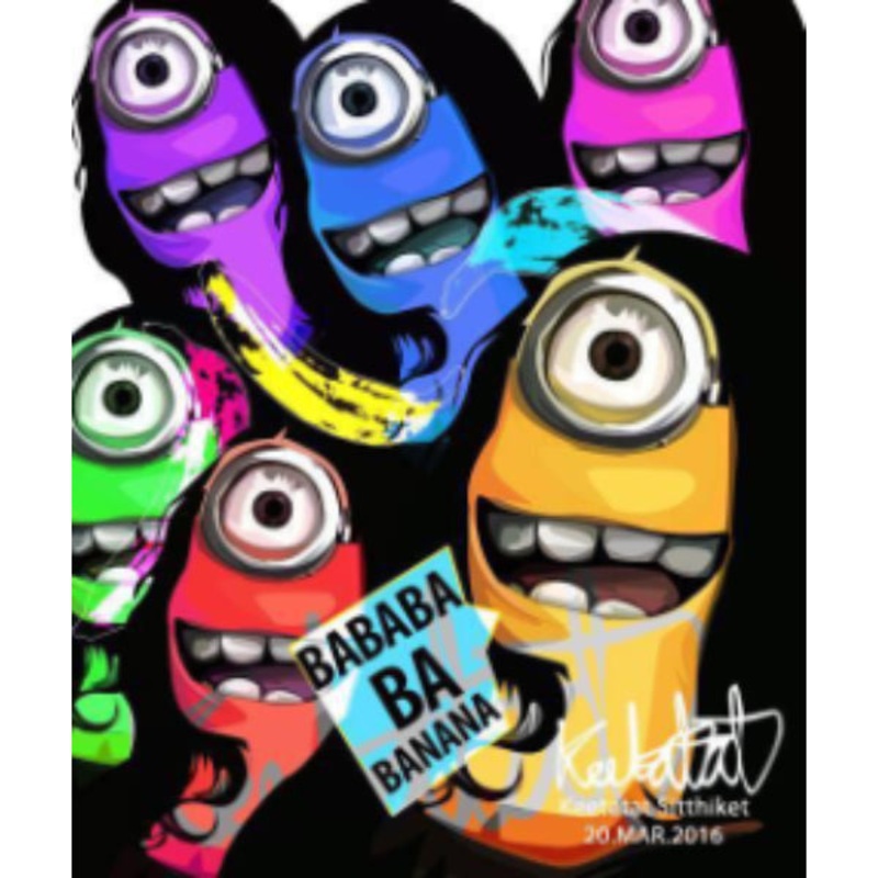 Pop Art Wall Decoration Drawing (Minions – Colourful Banana)