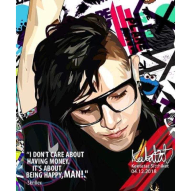 Pop Art Wall Decoration Drawing (Skrillex – I don’t care about having money)
