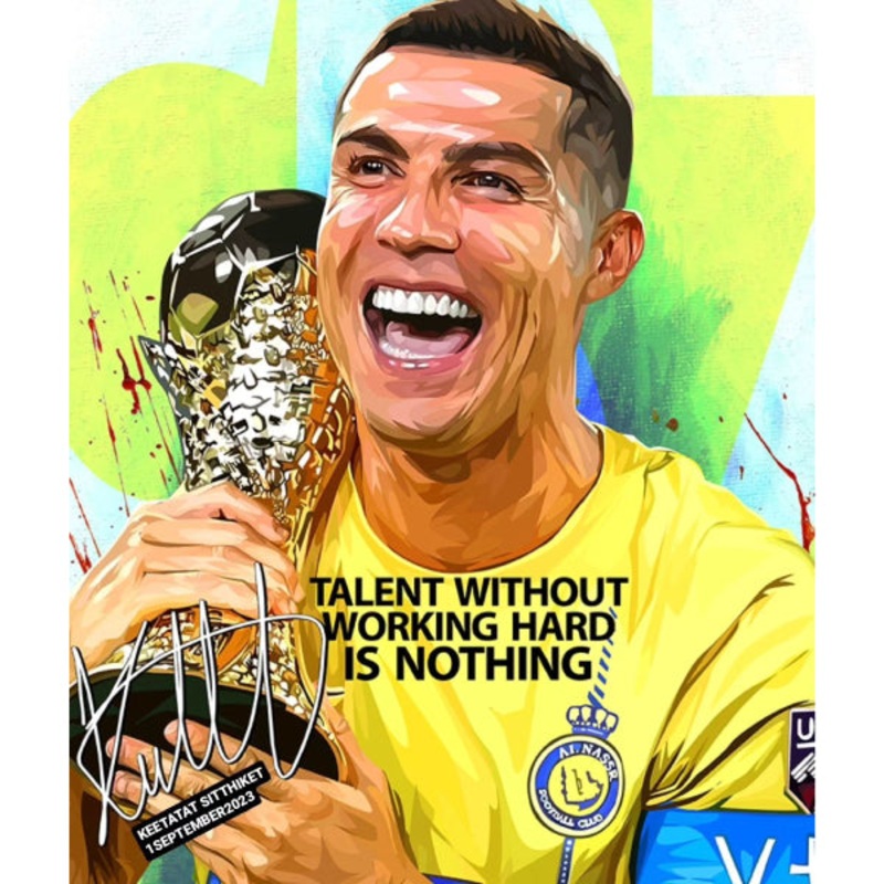 Pop Art Wall Decoration Drawing (Cristiano Ronaldo – TALENT WITHOUT WORKING HARD IS NOTHING)  C