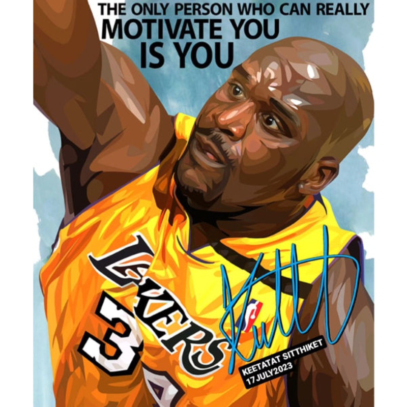 Pop Art Wall Decoration Drawing (Shaquille O’Neal – The only person who can really motivate you is you)